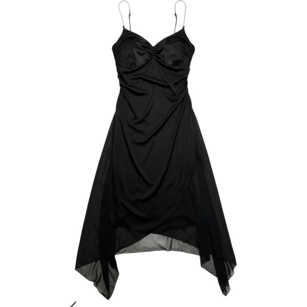 Bisou Bisou Vintage Handkerchief Dress Whimsigoth Grunge Fairy Ruched 10 Y2K LBD